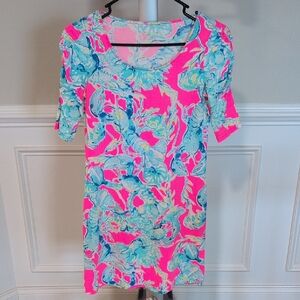 Lilly Pulitzer Vibrant Pink and Blue Patterned Dress XXS